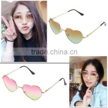 Hot Retro Girl UV400 Metal Frame Heart Shaped Sunglasses Gradient Shades Lens