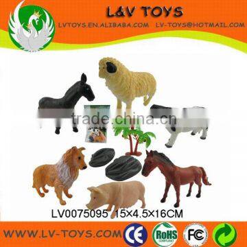Simulation 4" plastic farm animal set ,mini animal figures 6 in 1