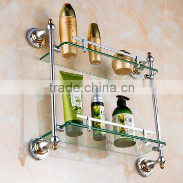80900 Bathroom Shelf Towels for Bathroom Double Glass Shelf Hotel Use Toilet Accessories