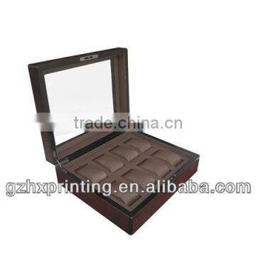 High-end Transparent Wooden Box For Waist Watch Display Wood Case with Lock