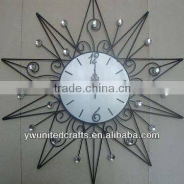 Cheap Fashion New design Mordern Home Decorative Artificial Diomond Metal Wall Clock wholesale