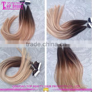 Wholesale 6a virgin indian tape in hair extensions cheap ombre tape hair extension