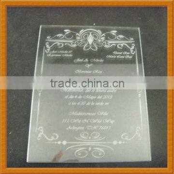 Customized Engraved Card Rectangle Glass Invitations For Guest and Friends Gifts