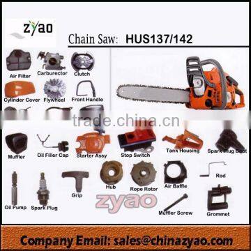 spare parts for HUS137 chainsaw, Husqvarna142 gasoline chain saw spare parts