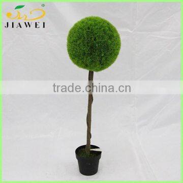 Plastic Artificial Decorative Green Grass Ball Bonsai Wooden Trunk Plant Sale