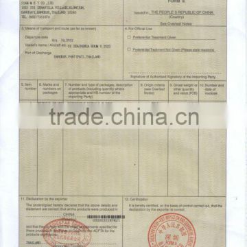 Certificate of Origin from Jianyang to Vietnam