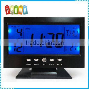 Voice control back-light LCD clock