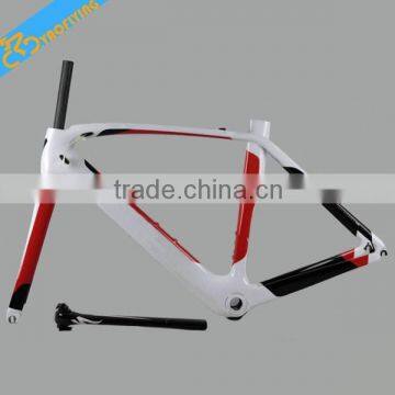 2015 fashion carbon fiber bike frame,good DIY carbon road bike frame,white red UD weave carbon bike frame on sale