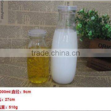1000ml glass bottle milk bottle with plastic cap