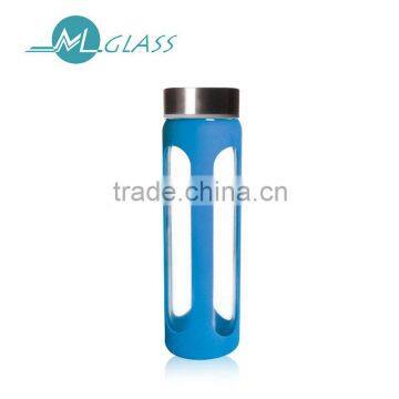 550ml borosilicate glass bottle water bottle drink bottle with lid and silicone sleeve N6395