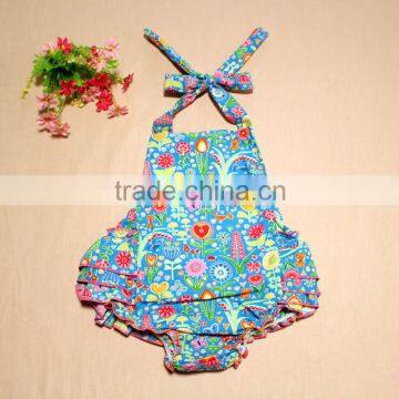 2016 Wholesale Baby Toddler Clothes Cotton Bubble Romper Summer Sunsuit Ruffled Print Flowers Romper Ruffle Romper Newborn Baby photo-6