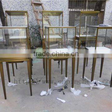 luxury store fixtures decoration factory custom made stainless steel metal display showcase and stands for cartier jewelry