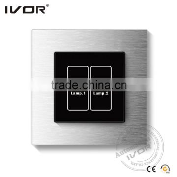 Hotel Use Light Switch Controlling Two Lights Champagne Switch single open double switch intelligent touching switch new fashion