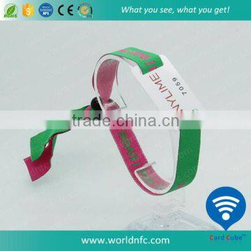 Event One Time Use 13.56MHz Fabric RFID Wristband with Plastic Lock