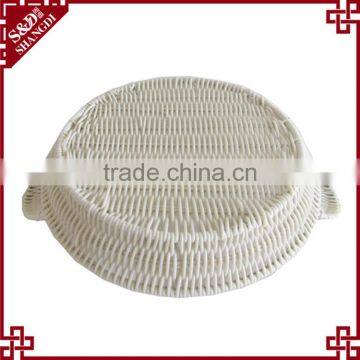 Eco-friendly 3-pc Food or Sundries Receiving Plastic Weave White Wicker Basket