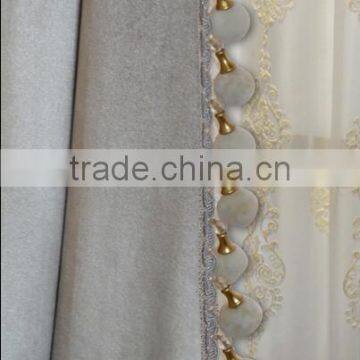 European Classical Solid Beige Velvet Wedding Door Window Curtain, Ready Made Valance Arched Door Curtain photo-3