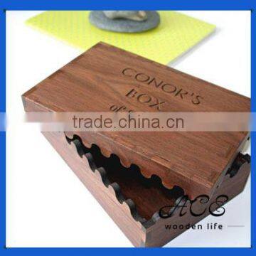 Wood Gift Crate Personalised Black Walnut Keepsake Box Souvenir Interlocking Box with Laser Logo Solid Wood Case