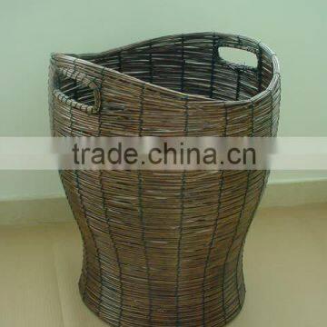 Hotsale Multifunctional Brown Woven Willow Trash Can Baskets With Spacer With Handle photo-2