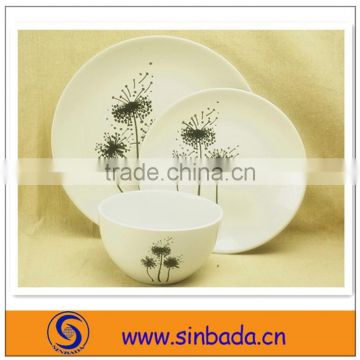 white ceramic dinner set with simple print