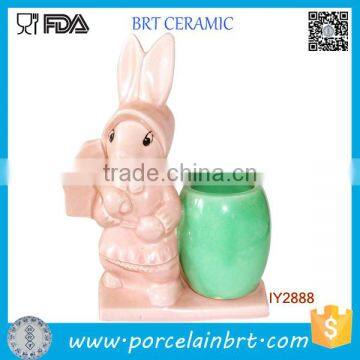 Cute Easter Uncle Bunny Flower Pot Mini Ceramic Desk Planter