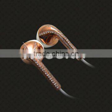High Quality Gold Earphone With Diamond for Iphone 6, 24k Luxury In-ear Earphone,for Iphone Gold Earphone photo-6