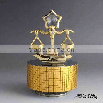 Hot Sale 24K gold plated Libra Music Box with swarovski elements