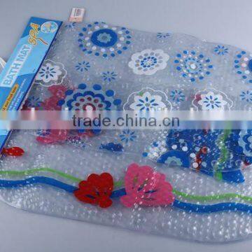 Oval Transparent pvc printed anti slip bath mat