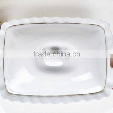 15.5" Square White Ceramic Bakeware With Lid photo-2