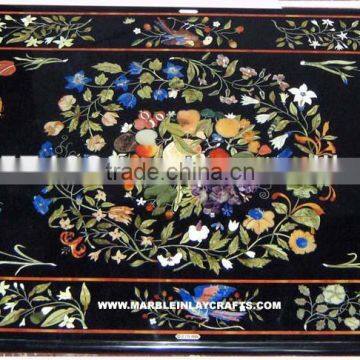 Black Marble Inlay Fine Table Top Inlay Marble Coffee Table