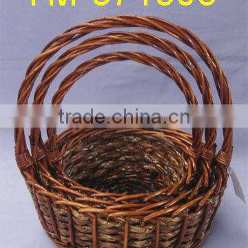 Willow Rattan Basket Round With Handle