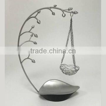 Metal Jewelry Tree Organizer Display With Hanging Basket photo-2