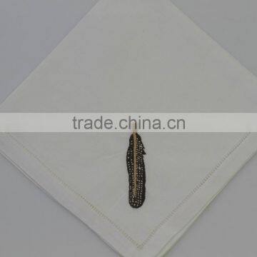 Luxurious 100% Cotton Embroidered Table Napkins With Hemstitch, Set of 6, Various Designs photo-6