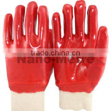 NMSAFETY Free Sample red PVC coated working glove, knit wrist