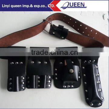 Black Pure Leather Tool Belt Set for Construction photo-3