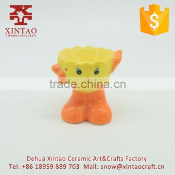 Home decoration 7.5*6.5*7.5 cm small yellow chicken shape ceramic candle holders