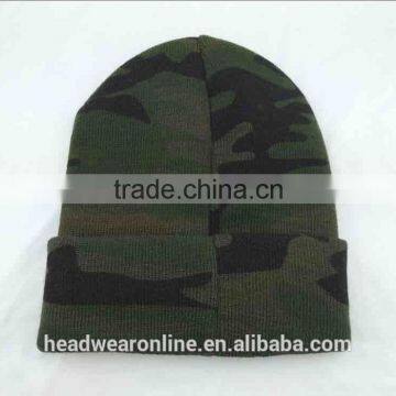 Custom Camo Printing Knitted Hats With 3d Embroidery Winter Hat photo-6