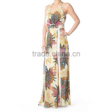 Young Lady Halter Neck Printing Maxi Dress Women Casual photo-2