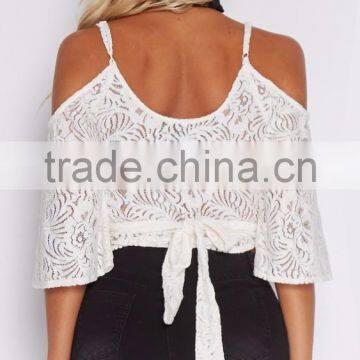 Hot Sale Woman Lace Tops Summer Latest Design Sexy Beachwear Lace Tops photo-4