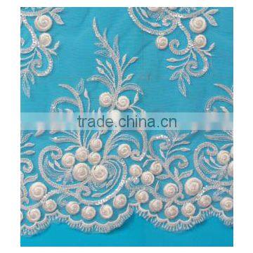 Attractive African Beaded Lace Dress Fabric for Wedding Dress 2017 photo-3