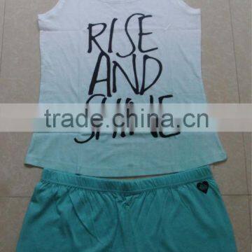 deep dyed ladies shorts pajama set , ladies cotton shorts pant tank top set