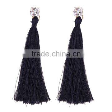 Bohemian Jewelry Zircon Gems With Long Colorful Tassel Charms Earrings for Women photo-3