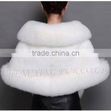 CX-B-M-05E Best Sell Wholesale Price Natural Fox Fur Trim Mink Fur Shawl photo-4