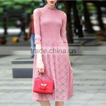 Maxnegio Topshop Pleated Lace Maxi Causal Dress photo-4