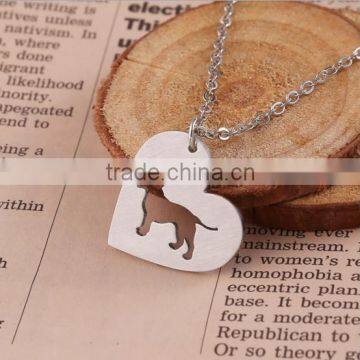 Best Selling Fashion Zinc Alloy Silver Tone Finsh Heart Shaped Bulldog Dog Necklace photo-2