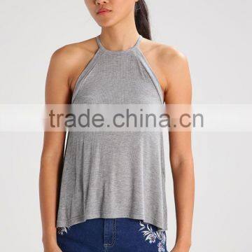 MGOO New Fashion Racer Back Knitted Loose Fit Tops For Women Solid Color High Neck Tank Tops photo-4