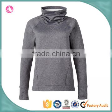 Grey fleece Cowl neck women plain pullover sweatshirt