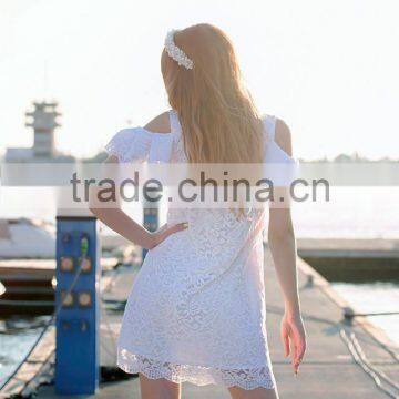 Women White Lace Open Sleeve Sexy Girls Dress Party Dresses For Girls Of 18 Years Old photo-2