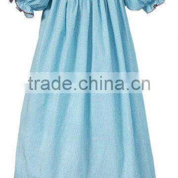 Blue Smocked Santa Claus Bishop Dress