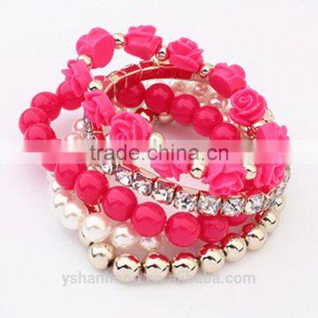 Fashion Multilayer Resin Rose Bracelet,sex Adjustable Bangle Bracelet photo-3