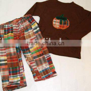 Factory price sales wholesale children's boutique clothing Halloween embroidery pumpkin patterned boys suit